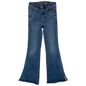 American Eagle Super Hi-Rise Flare Next Level Stretch Jeans 4R Medium Wash